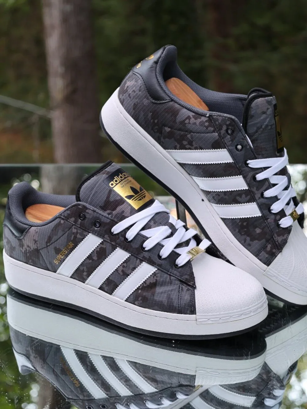Adidas Superstar XLG Black Grey Camo Size 16